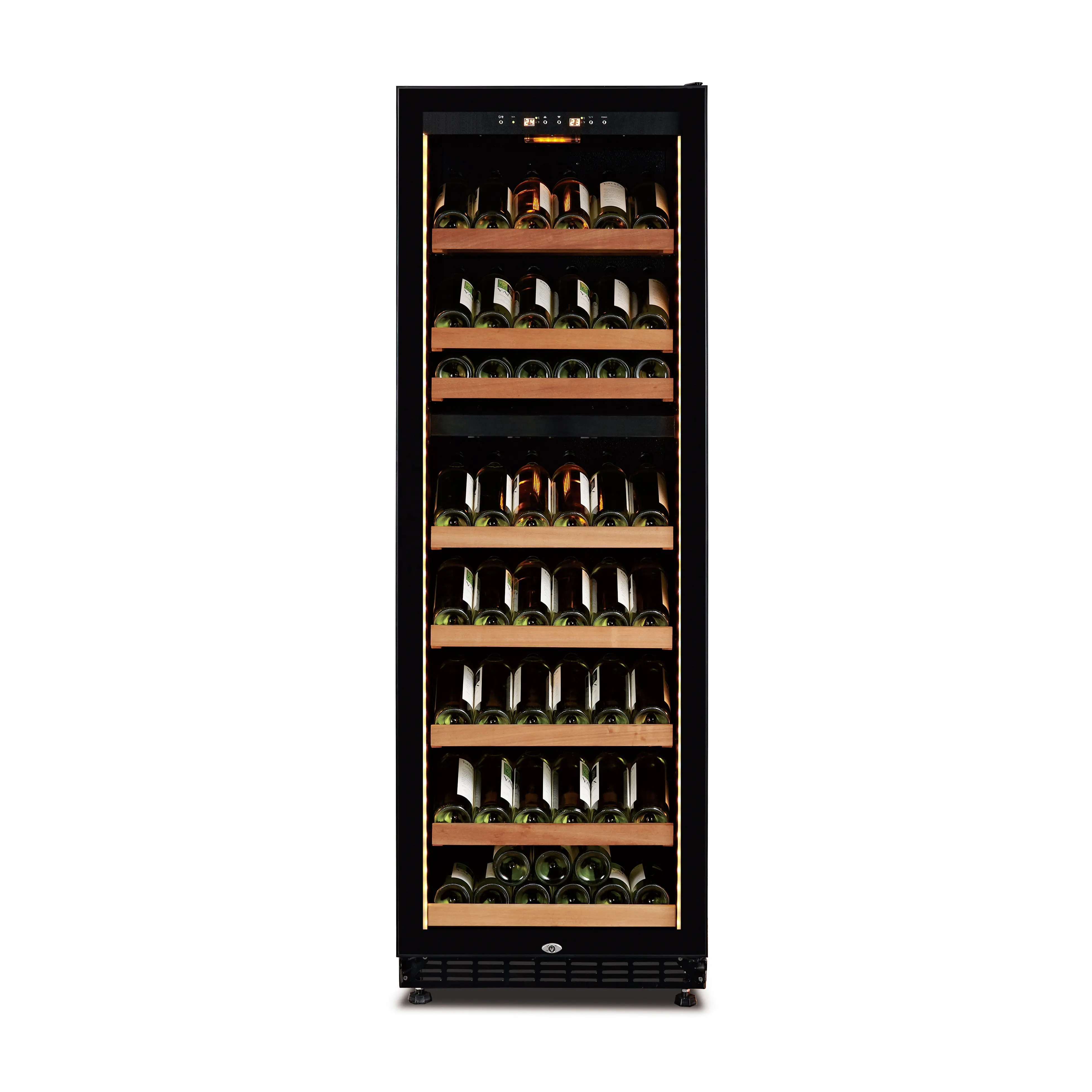 Luxury Wine bottle cooler with Display sapele shelves use for commercial