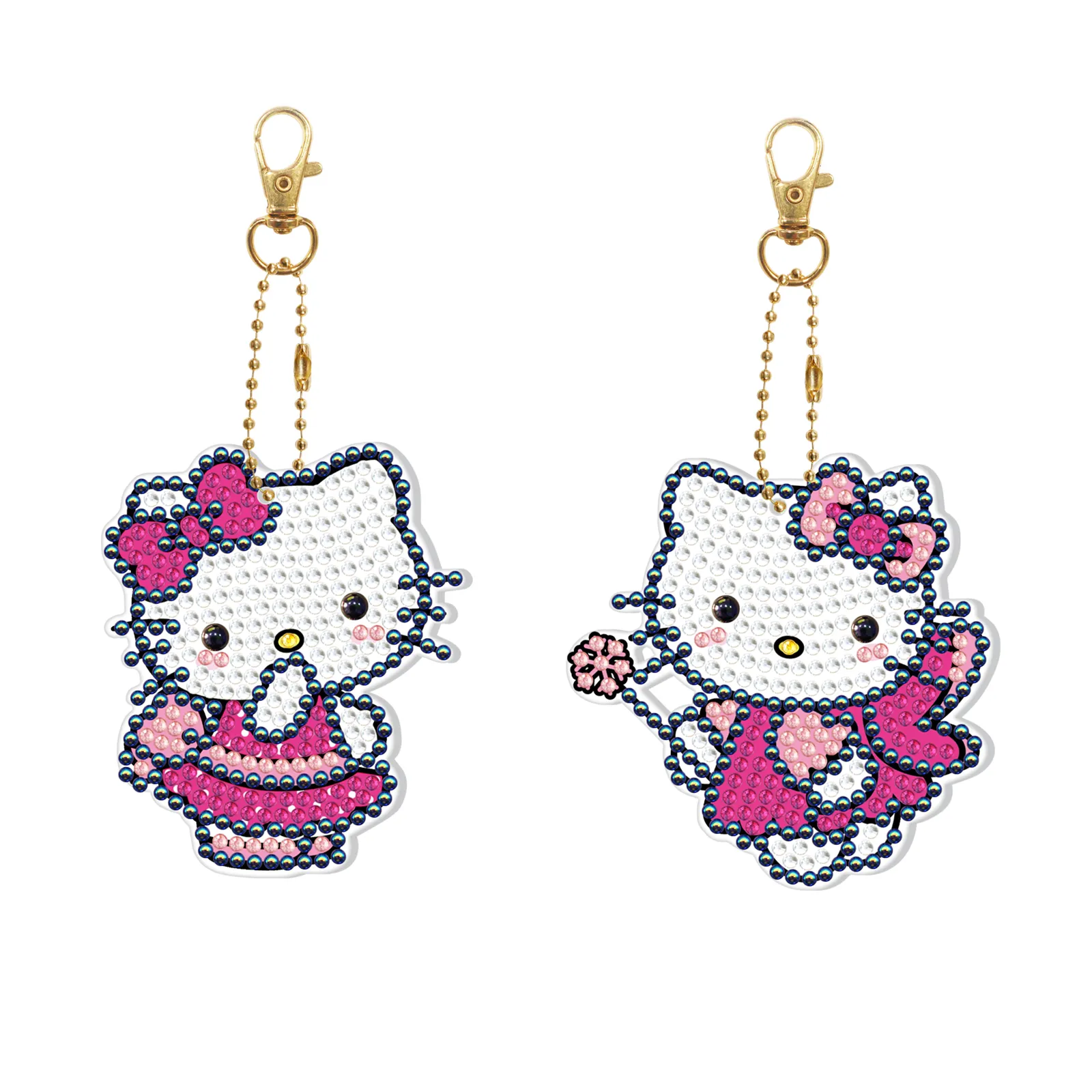 Tự làm tùy chỉnh Hello Kitty kim cương sáng Móc Chìa Khóa thiết kế sáng Acrylic Keychain nhà máy bán buôn sản phẩm mới