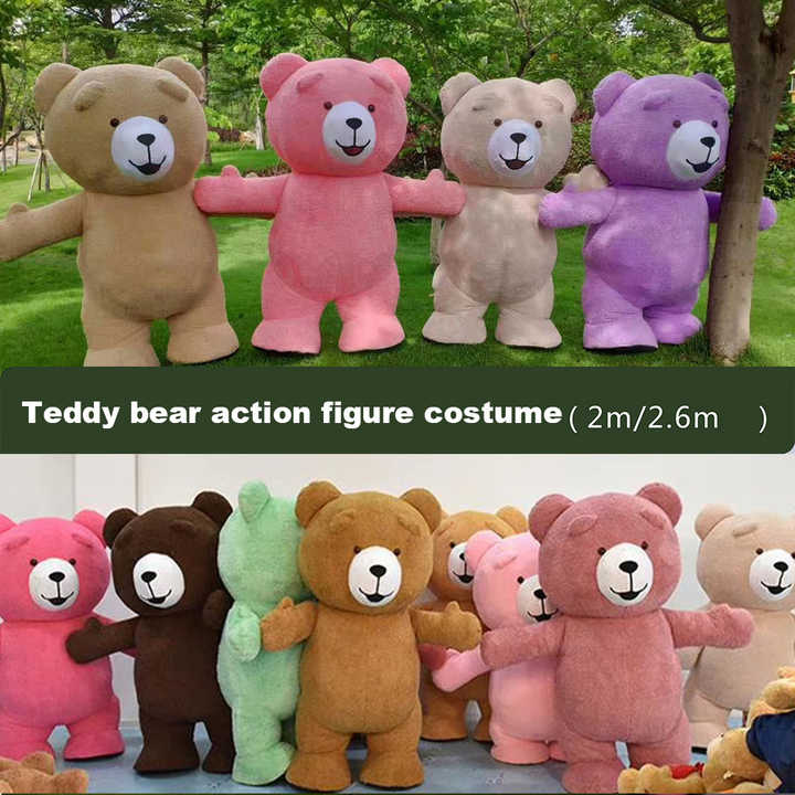 Venta caliente tamaño adulto colorido felpa inflable personaje de peluche traje de dibujos animados Cosplay oso mascota disfraz
