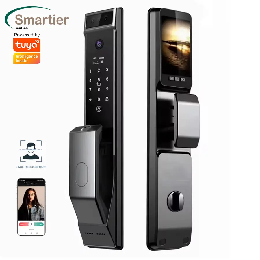 Smartier Tuya自動CerraduraInteligente3d顔認識セキュリティ生体認証指紋スマートドアロックカメラ付き