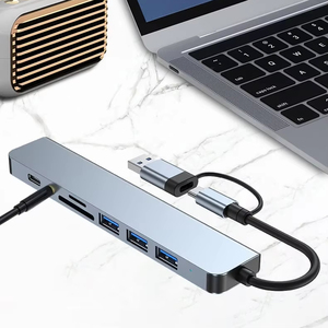 8ใน1ฮับ USB TYPE-C กับ USB-C + USB ไปยัง USB3.0 * 2 + 2.0*2 + sd/tf + 3.5การส่งข้อมูลเสียงสถานีเชื่อมต่อ - Product Image 1
