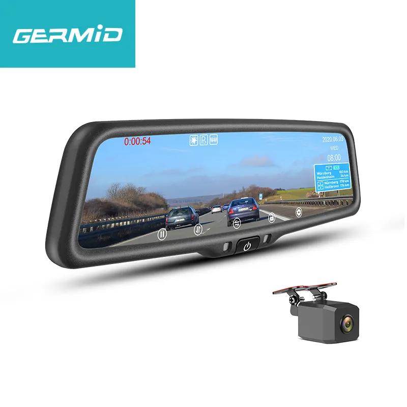 Fabricante superior de Monitor de aparcamiento la visualización en pantalla completa espejo de 2020 Dash Cam cables Dvr vista trasera