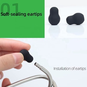 听诊器更换套件备件套件可调隔膜组件轮辋卡扣黑色和灰色 - Product Image 2