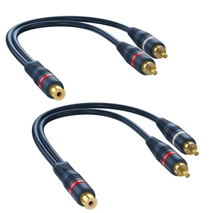Alta calidad 1 hembra a 2 macho 2 Paquete de cable RCA divisor 1 entrada 2 salida RCA divisor RCA y divisor