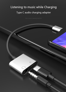 2 合 1 快速充电 USB C 到 3.5毫米型 usb-c 音频电缆适配器插孔耳机分路器充电器 - Product Image 3