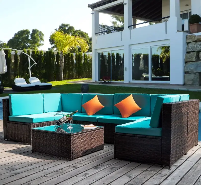 Atacado personalizado sofá de rattan jardim varanda conjuntos de jardim cadeira rattan café restaurante móveis ao ar livre