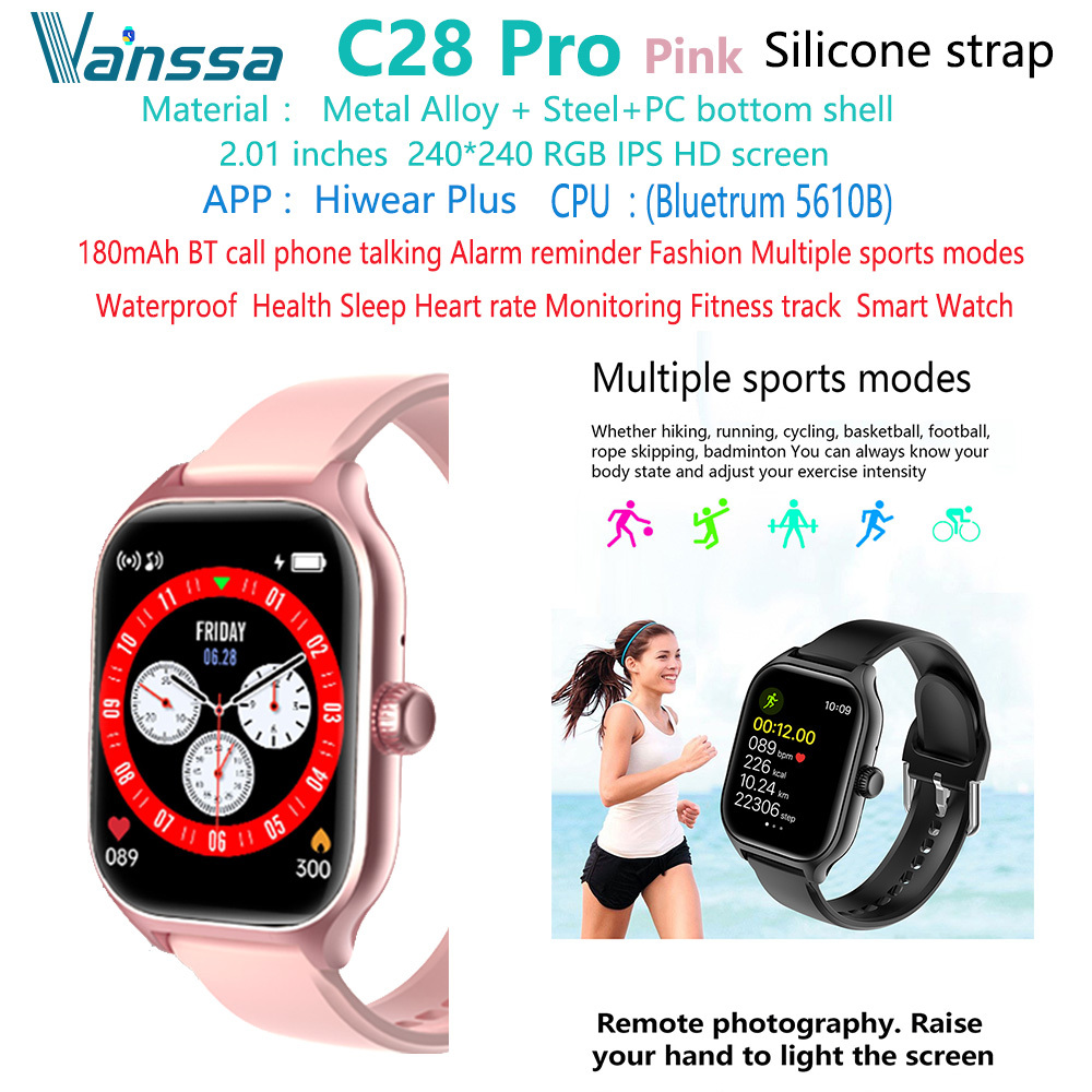 Rosa C28-Pro-deportivo-fitness-reloj-inteligente