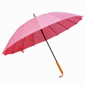 Custom 16-Ribs Straight Windproof Wooden Handle Umbrella Long <strong>Rain</strong> <strong>Cover</strong> with Logo Print for Business Promotion Classic Design - Product Image 1