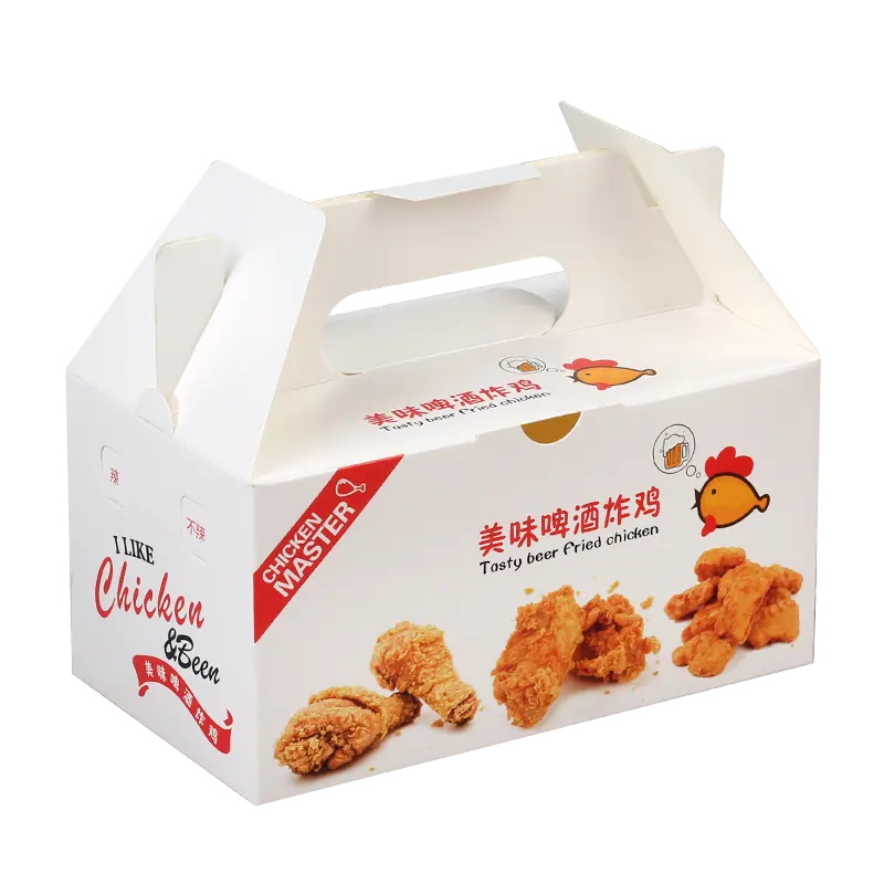 Caja personalizada de papel de grado alimenticio, embalaje de comida rápida, pollo tostado, caja para llevar alimentos