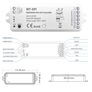 WT-SPI программируемый WS2811 WS2812B WS2813 WS2815 RGBIC пикселей WIFI светодиодный контроллер DC5-24V - Product Image 2