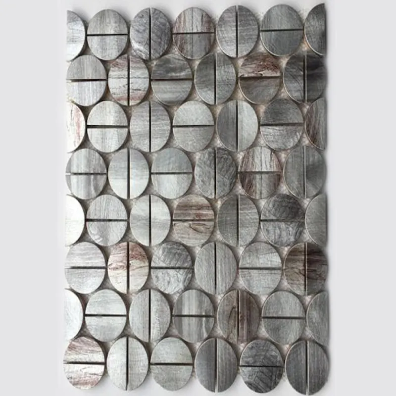 Mosaico metálico de alumínio com impressão uv, metálico hexágono mosaico de alumínio com impressão de tinta a jato, telha mosaica