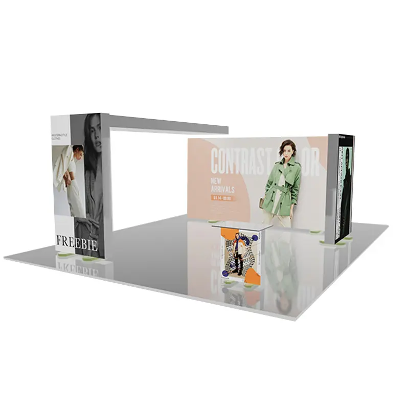 Fashion Week booth portabel mobile custom poster etalase tampilan latar belakang dinding SEG iklan kotak lampu