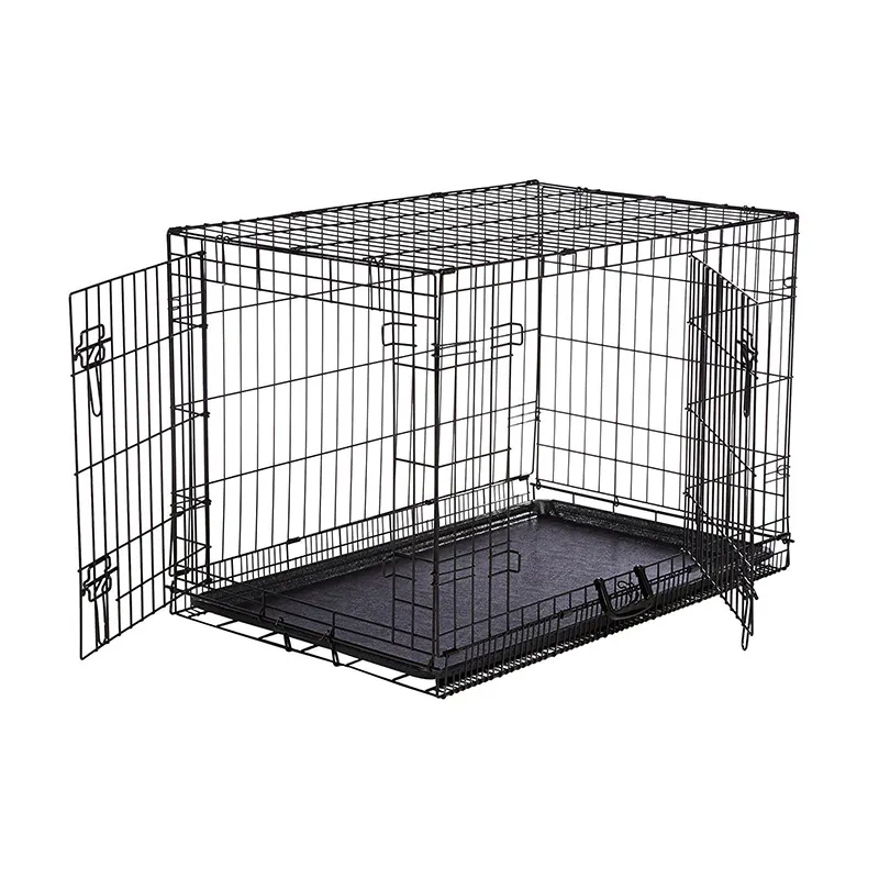 Pet Tùy Chỉnh Dog Wire Cage Thiết Kế Bán Duy Nhất Đôi Cửa Có Thể Gập Lại Stackable Kennel Kim Loại Ráp Kennel