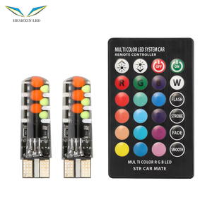 ไฟสโตรปแบบลิ่มสำหรับ168รถ COB 12SMD ไฟสโตรบในรถ194พร้อมรีโมทคอนโทรลหลอดไฟ LED สี RGB W5W T10