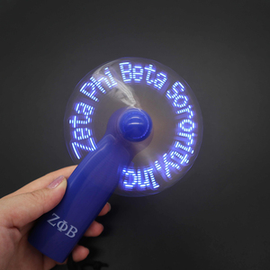 Mini ventilador de batería LED de mano portátil programable, ventilador de mensaje intermitente, regalo promocional