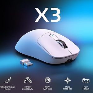 Articoli sfusi attacco squalo X3 leggero Mouse da gioco senza fili con sensore ottico PAW3395 DPI 26K per uso informatico - Product Image 3
