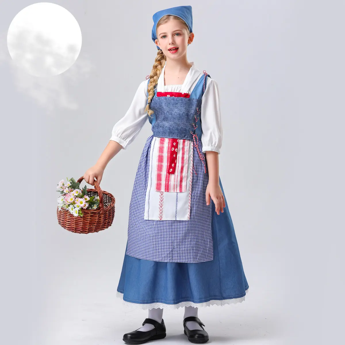 Novo Halloween Infantil Medieval Farm Francês Empregada Vestido Governanta Cosplay Trajes De Desempenho De Palco