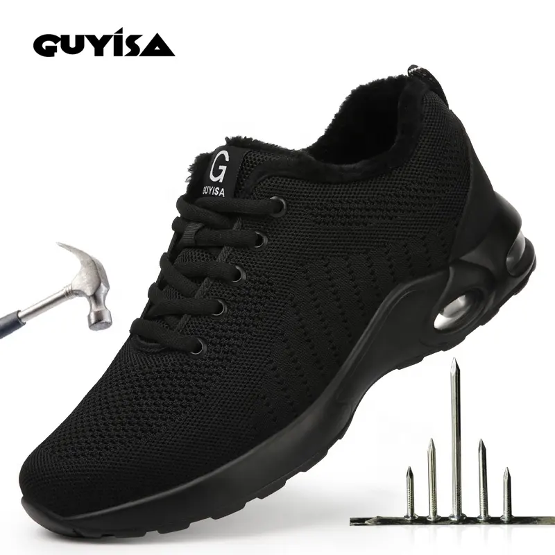 GUYISA-zapatillas de seguridad con punta de acero para hombre y mujer, zapatos de trabajo ligeros, antideslizantes, resistentes a perforaciones, calzado Industrial