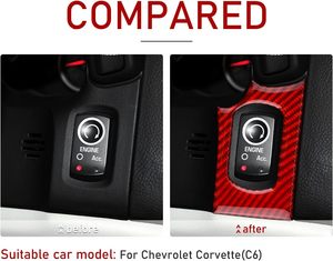 Accesorio embellecedor Interior de fibra de carbono para Chevrolet Corvette C6, cubierta de botón de arranque de motor para Control de potencia de coche
