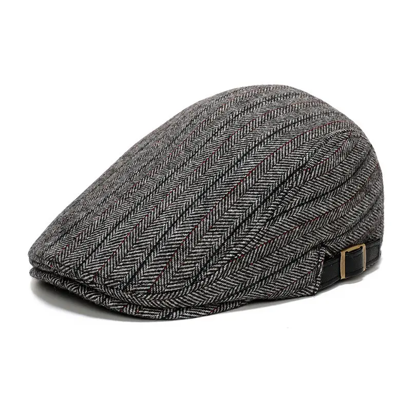 Cappello da artista retrò in lana cuffia antirumore British Classic Vintage lino tinta unita berretto da berretto da berretto per uomo