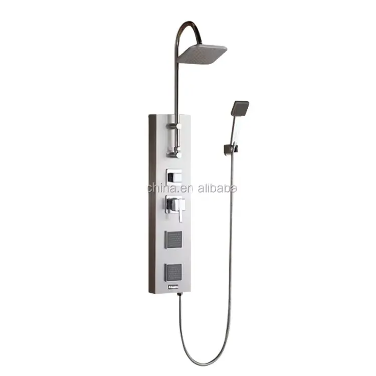 Shower Panel bathroom wall mounted stainless steel Waterfall black shower column set tower Massage Body Jets Shower Panels