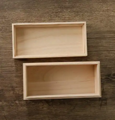 Caja pequeña de madera sólida para guardar joyería, embalaje de regalo, barata, sin terminar