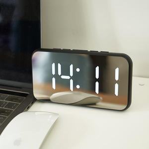 BSCI Audited OEM Small and Simple Digital Alarm Clock Mirror <strong>Led</strong> Clock Electronic Table Clock Display <strong>Time</strong> Temperature