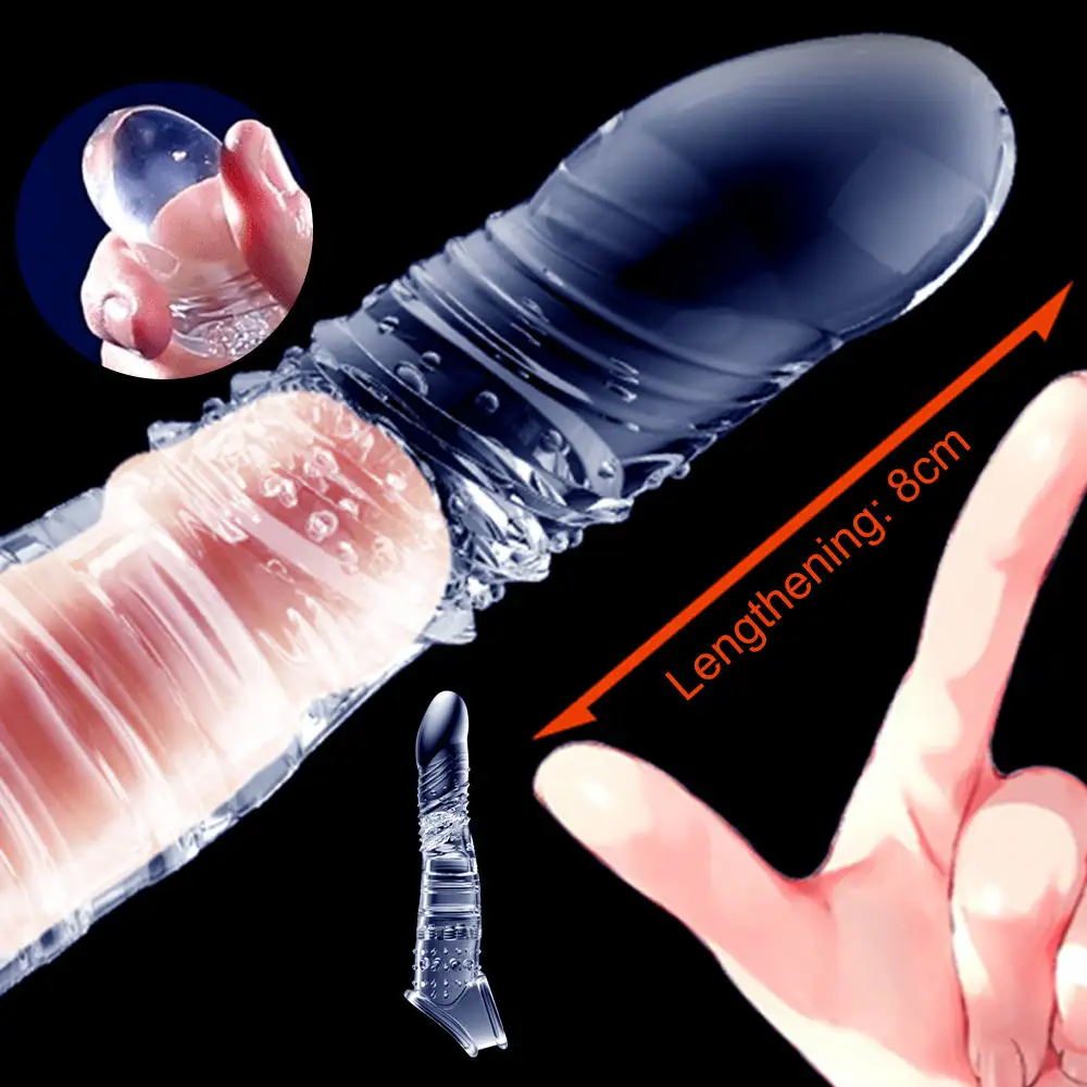 Elastische Penisverlängerungsschuhe wiederverwendbar weich verspätete Ejakulation Kondome Penisverlängerungsschmuck Ärmel Sexspielzeug für Erwachsene Männer