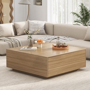 Wholesale Large Rectangle Oak Extendable <strong>Square</strong> Coffee <strong>Table</strong> with 2 Drawers Rectangle Center <strong>Table</strong> for Home Furniture - Product Image 2
