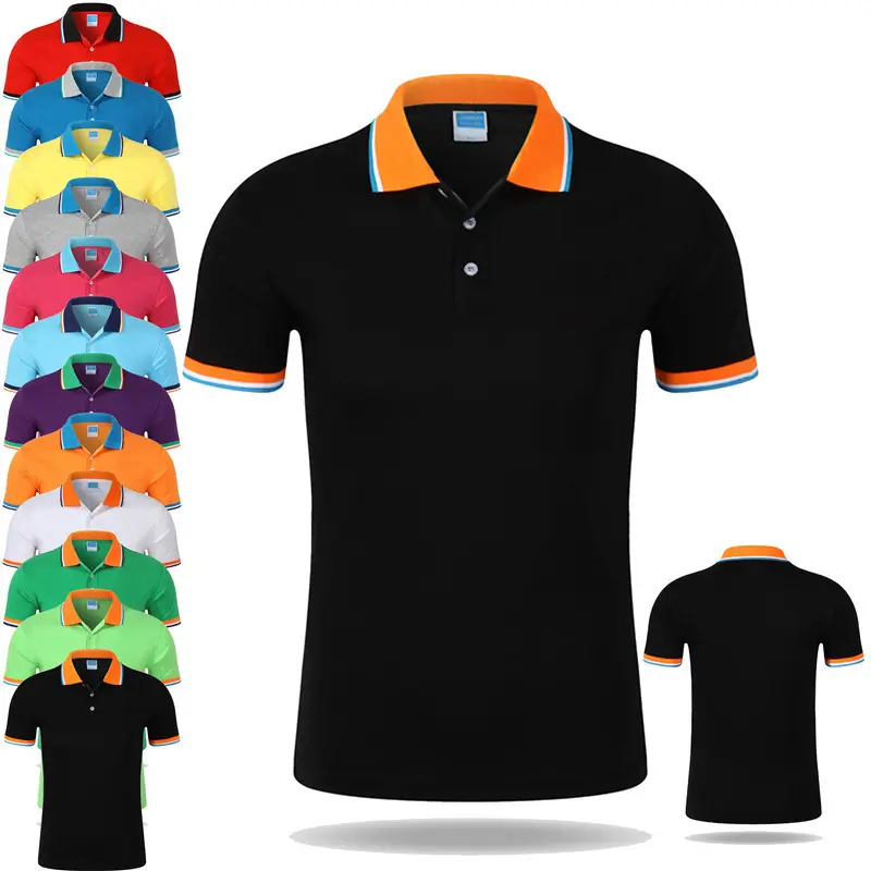 Camiseta de algodão azul marinho personalizada, camiseta polo de golf fit com logotipo bordado