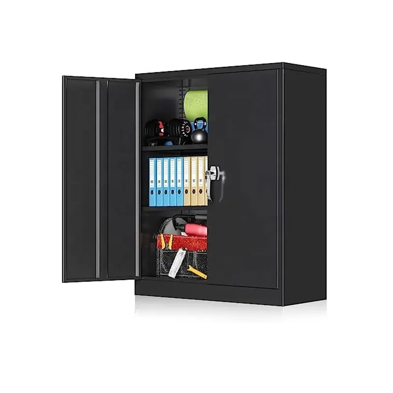 Heavy Duty Metal Storage Cabinet Lockable Steel Cupboard Garage Tool Cabinet With Shelf