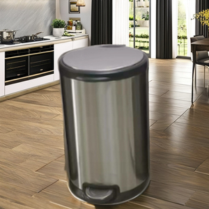 Dayanıklı <span class=keywords><strong>3L</strong></span> yuvarlak Metal çöp tenekesi ayak pedalı kapak kapalı ofis ve banyo paslanmaz çelik atık kutusu depolama için
