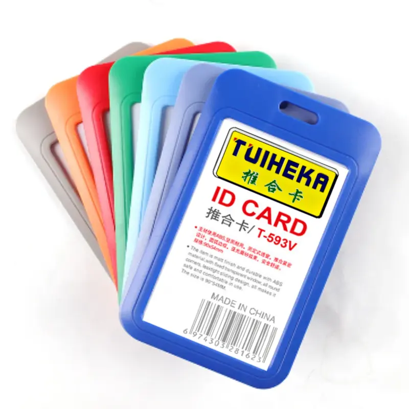 Renkli yeni malzeme ABS sürgülü kimlik kartı tutucu hastane iş rozet tutucu kart ofis okul için 593 kimlik adı rozeti sahipleri