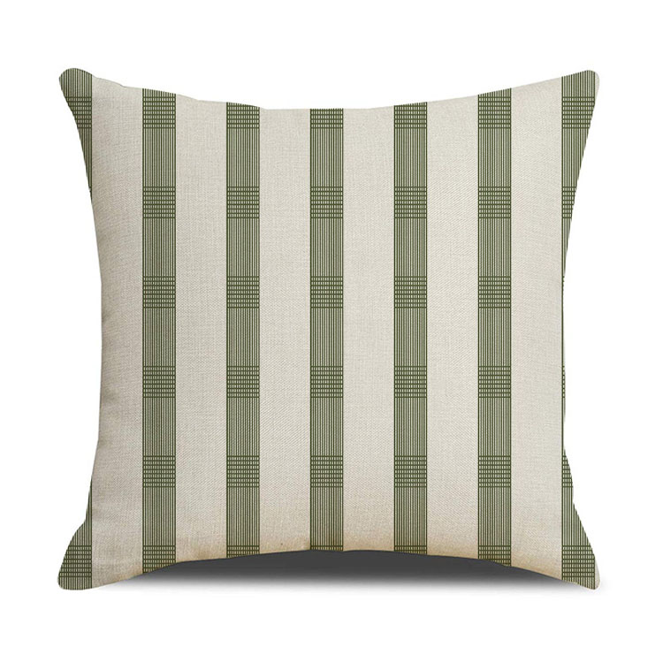 Luxury Style Green Linen Sofa Pillowcase Dark Green Geometric Pattern Pillowcase Bedside Decoration Cushion Cover