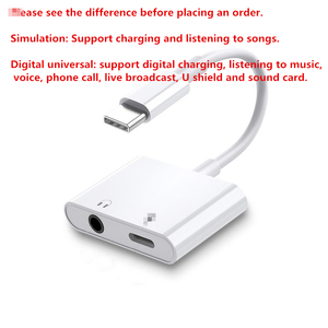 Factory Spot analógico 2-en-1 Adaptador de Audio convertidor de Cable tipo C 3,5mm conector de carga divisor de Audio Salida de CC adaptador de auriculares - Product Image 2