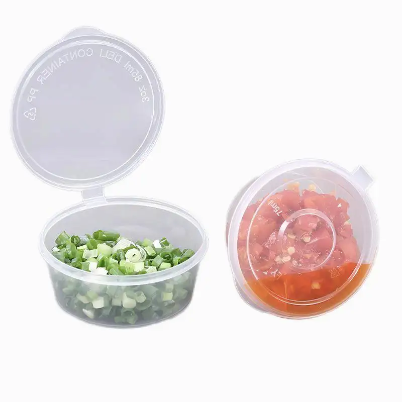 Conteneur en plastique jetable de tasses de sauce à condiment de la diverse micro-onde pp avec des couvercles