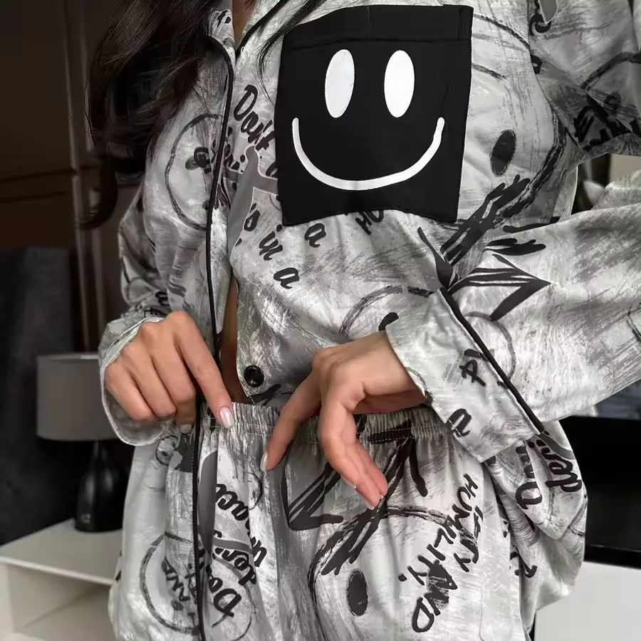 Tedarikçisi toptan tasarımcı kış 2 parça Loungewear uzun gevşek yumuşak pantolon pijama pijama Robe Pjs Set pijama kadınlar için