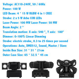 VALAVA 4 Arm Bee Moving Head Beam <strong>Light</strong> Laser Strobe Dmx Stage <strong>Light</strong> Full Color for Disco Party Bar Dj <strong>Light</strong> Ktv Club - Product Image 5