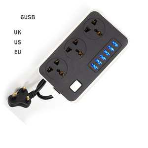 Enchufe con USB Hogar Multifunción Reino Unido Enchufe DE LA UE Orificio múltiple con enchufes de bloque de terminales de interruptor - Product Image 2