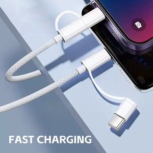 สายชาร์จเร็ว2-in-1แบบถัก PD USB C ไปยัง8Pin สายเคเบิลข้อมูล60W 20W สำหรับคอมพิวเตอร์ IOS USB C ไปยัง USB C สายสำหรับชาร์จได้อย่างรวดเร็ว - Product Image 4