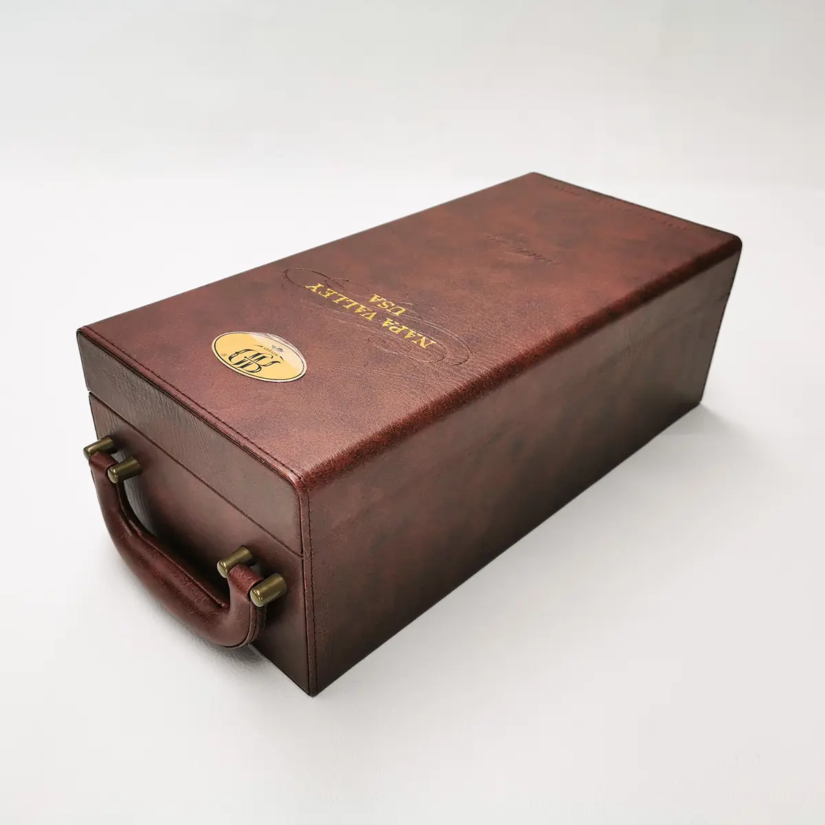 Customized Vintage Style PU Leather Wine Bottles Packaging Boxes For Champagne Whisky
