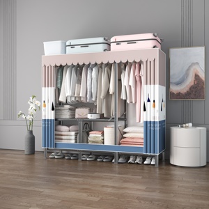 Factory Iron Wardrobe Closet Customized 2 Door Sliding Print Wardrobe Steel Wardrobe <strong>Manufancture</strong> Metal Cupboard for Clothes - Product Image 2