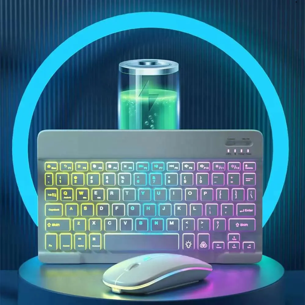 RGB BT клавиатура и мышь перезаряжаемая Беспроводная клавиатура мышь подсветка клавиатура для ipad планшетный ноутбук
