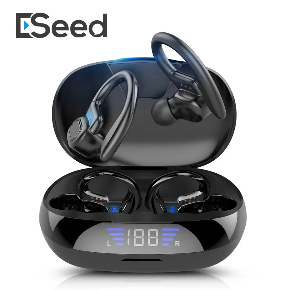 Eseed VV2 TWS Ear hook Headphone 9D Stereo Business Cheap Earphones Gaming BT5.0 Touch Headset With Charging Box