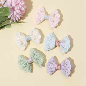 Korean Version Fashionable <strong>High</strong>-<strong>end</strong> Temperament Embroidered Printed Hollow Flower Bow <strong>Hair</strong> <strong>Clip</strong> - Product Image 1
