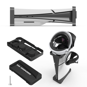 PS5スリムゲームコンソールスタンド用2in1水平および垂直スタンドPSVR2ヘッドセットコントローラーホルダー収納ブラケット用