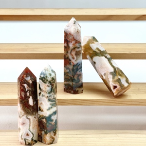 Moss akik Geode Druzy dikilitaş cilalı manevi kristaller akik Feng Shui tarzı şifa taşları kule Geodes - Product Image 1