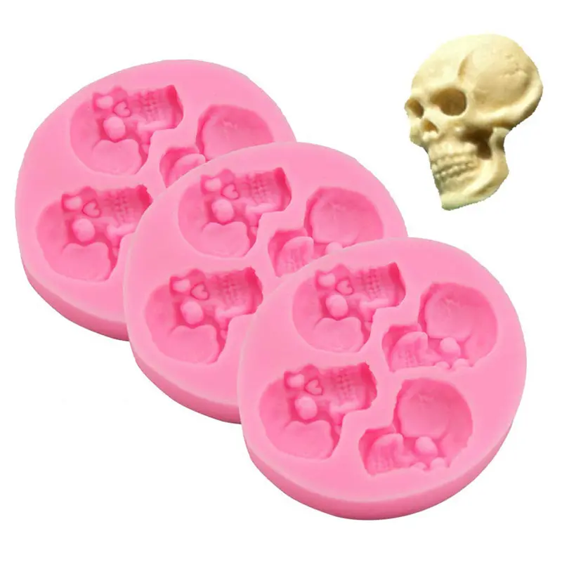 Wholesale High Quality 3D Skull Silicone Mould Halloween Silicone Halloween Cake Tray Molds Silicone Chocolate Mold