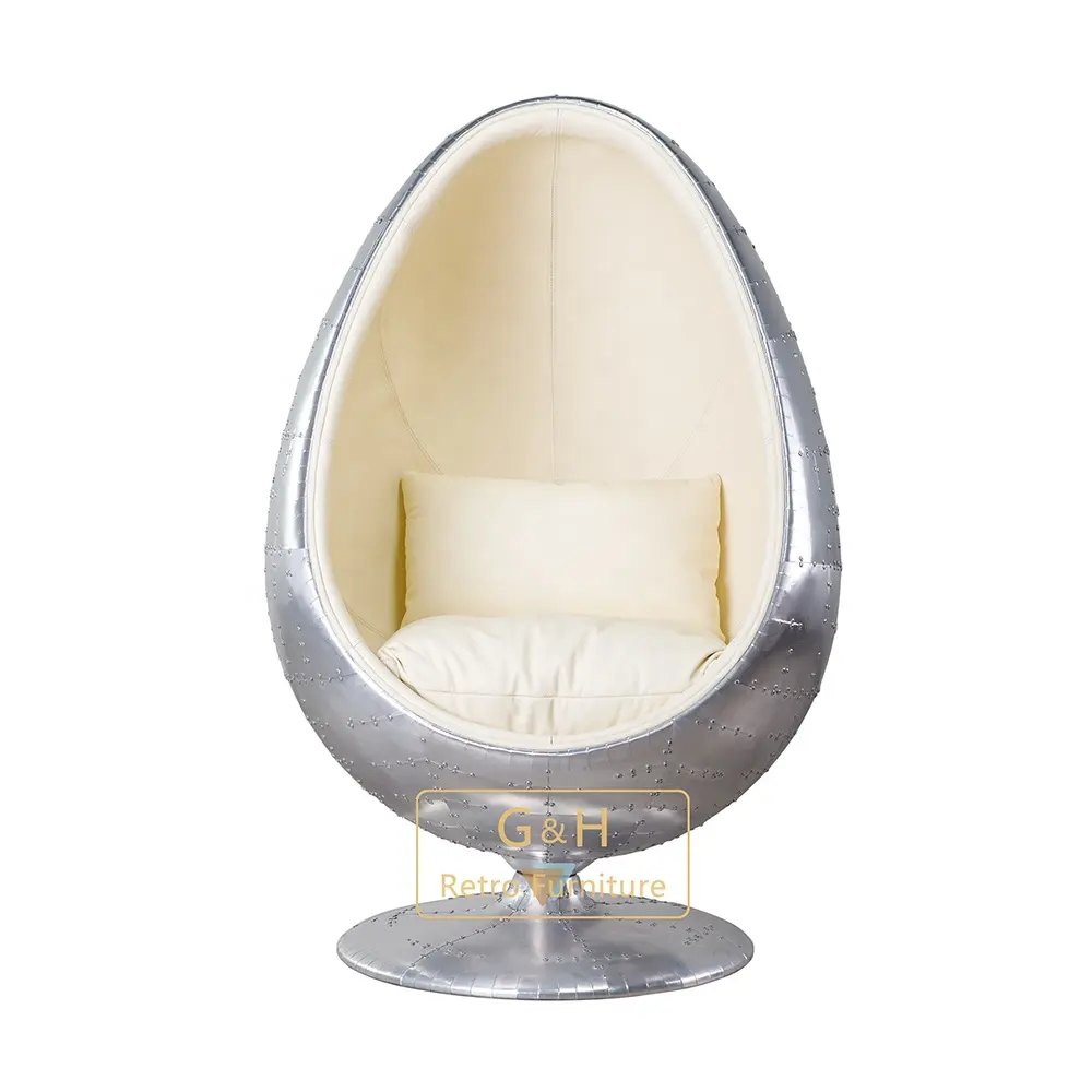 고품질 현대 도매 벨벳 회전 레저 의자 금속 기초와 섬유 유리 계란 의자