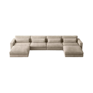Furnitur Rumah Mewah Furnitur Ruang Tamu Gaya Antik <span class=keywords><strong>Sofa</strong></span> Kulit Modular Kulit Set <span class=keywords><strong>Sofa</strong></span> U-chaise Mebel Ruang Tamu - Product Image 3